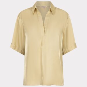 Oversize-Bluse aus seidigem Stoff, Zitronengelb, HS25.28204